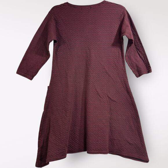 Cut Loose XS Dress 3/4 Sleeve Striped Pockets Shift Maroon Midi Raglan Cozy $129 - Picture 4 of 8